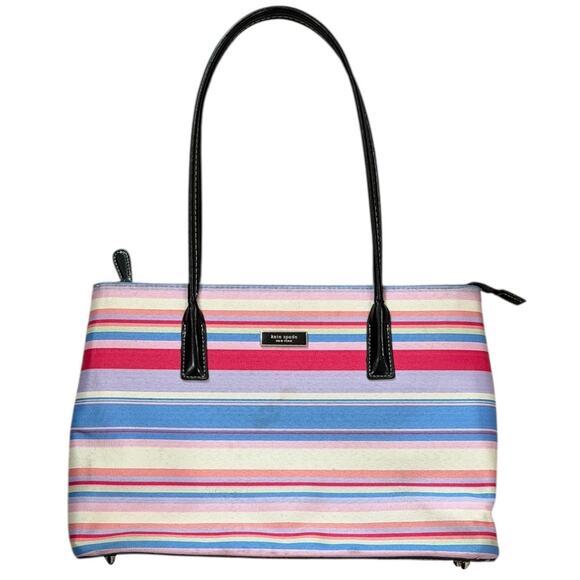 Vintage Kate Spade Raindbow Striped Structured Tote - Picture 1 of 11